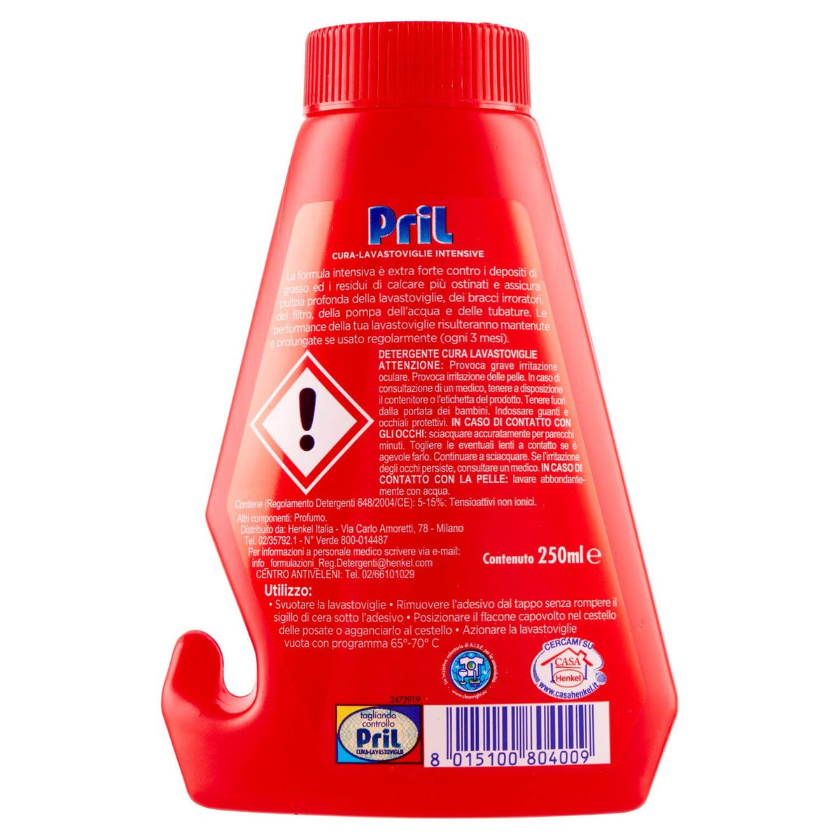 Pril Cura-Lavastoviglie Intensive, Rimuove Grasso, Cattivi Odivi e Calcare da Lavastoviglie, Confezione 4 pezzi da 250 ml