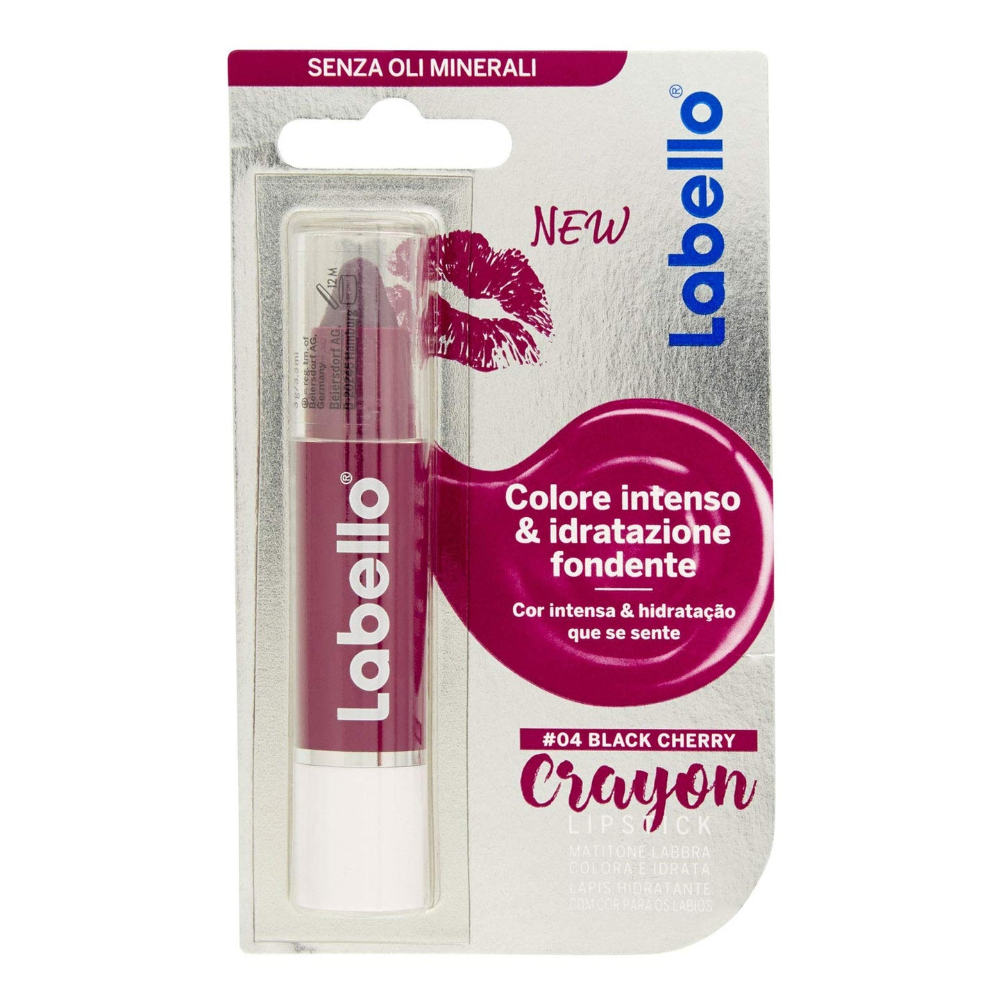 Labello Balsamo Labbra Colorato Crayon Lipstick, Black Cherry, 3g