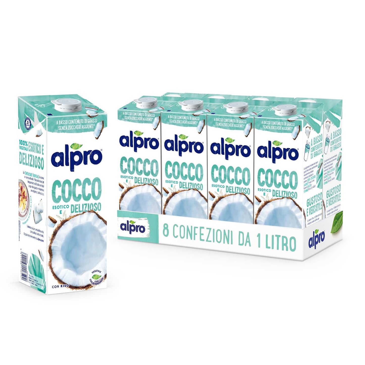 ALPRO CLASSICO, Bevanda al COCCO, 100% vegetale con vitamine B2, B12 e D (8 confezioni x 1 Litro)
