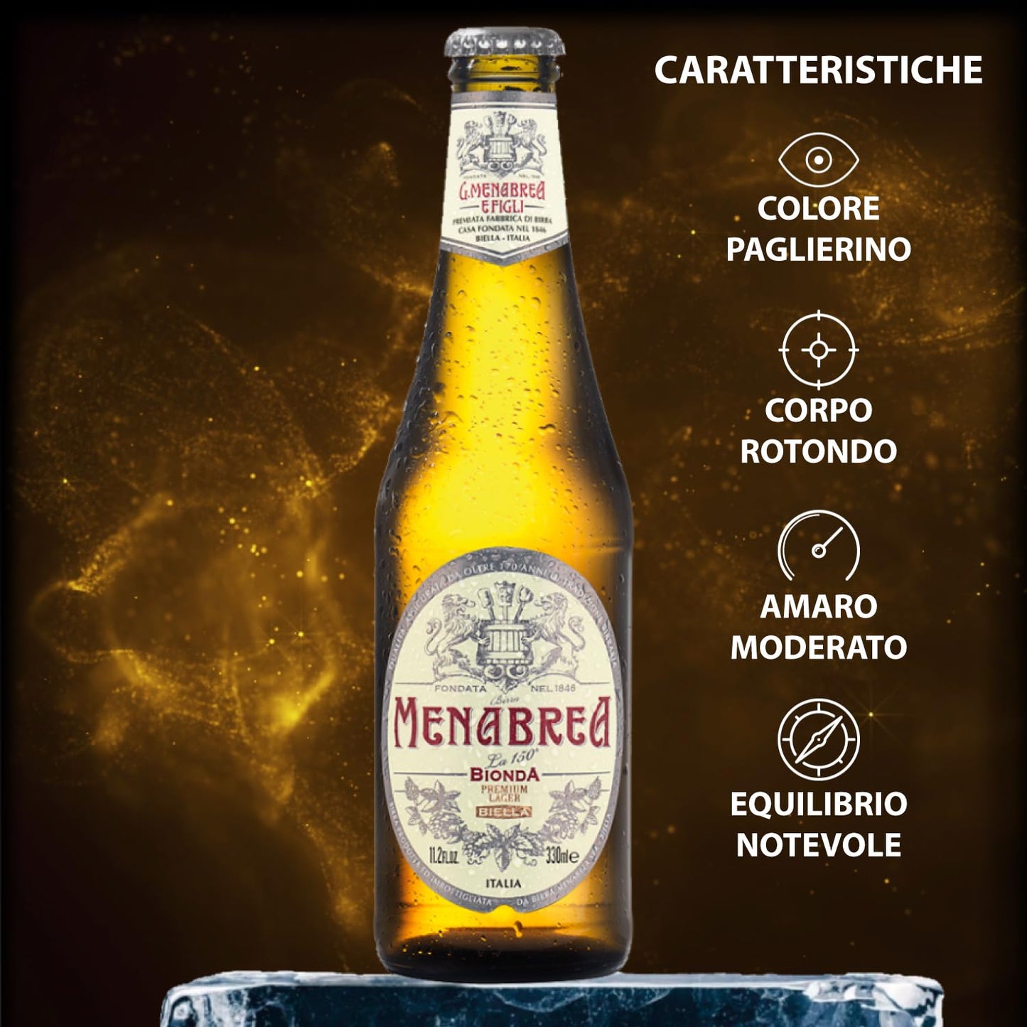 MENABREA - La 150 - Birra Bionda - Cartone Da 24 Bottiglie - 330 ml