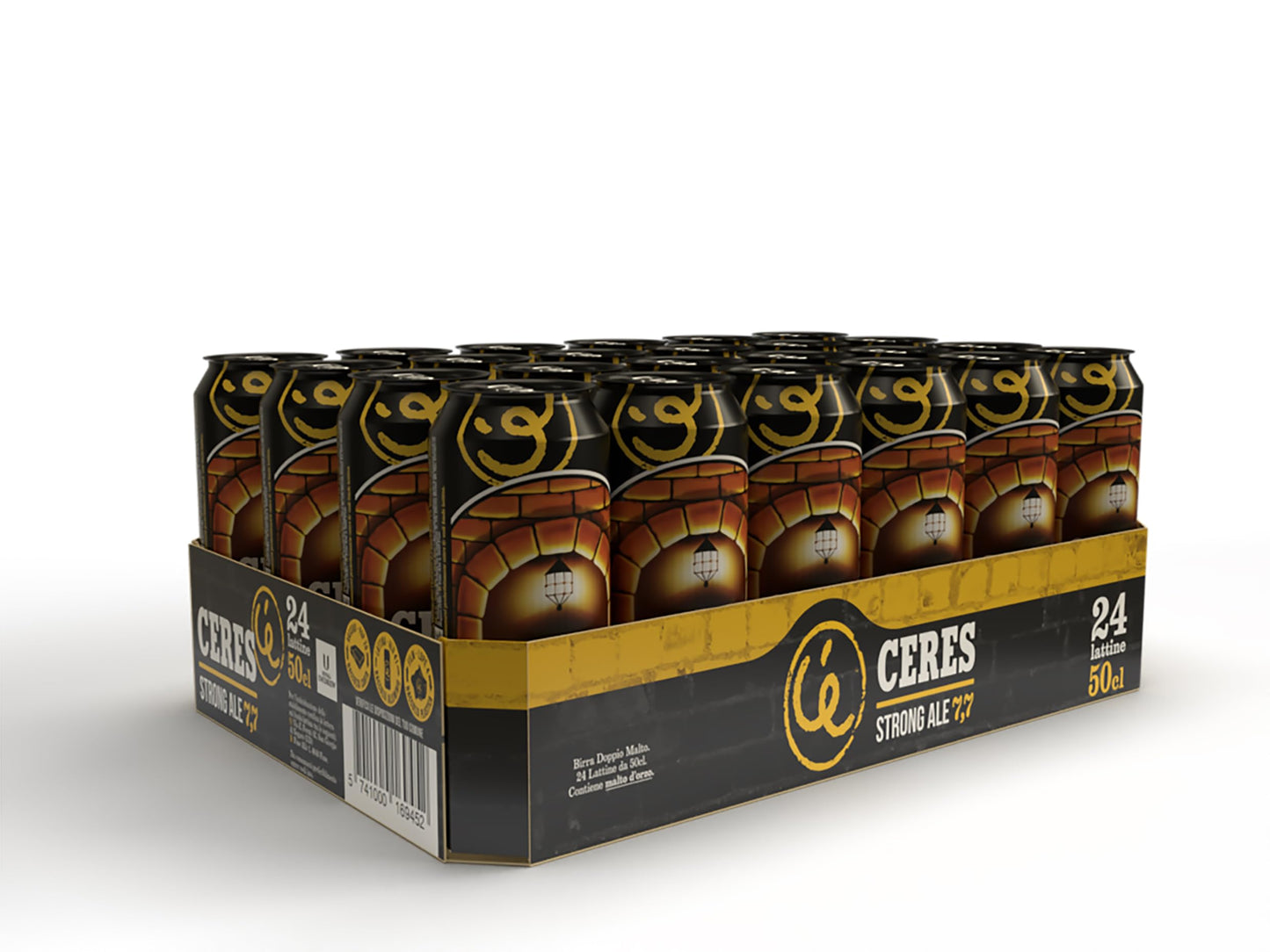 Ceres Strong Ale - 24 Lattine da 50 cl, Birra Bionda Doppio Malto con Riflessi Dorati, Gradazione Alcolica 7,7°C, Gusto Ricco ed Intenso con Sentori di Malto