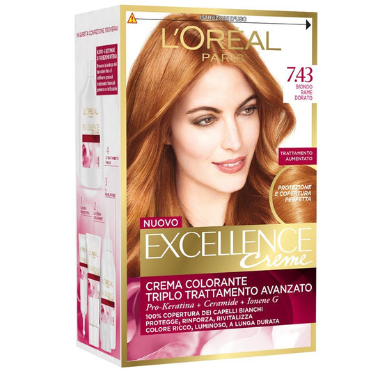 EXCELLENCE Crema Colorante Biondo Rame Dorato 7,43 40 Ml