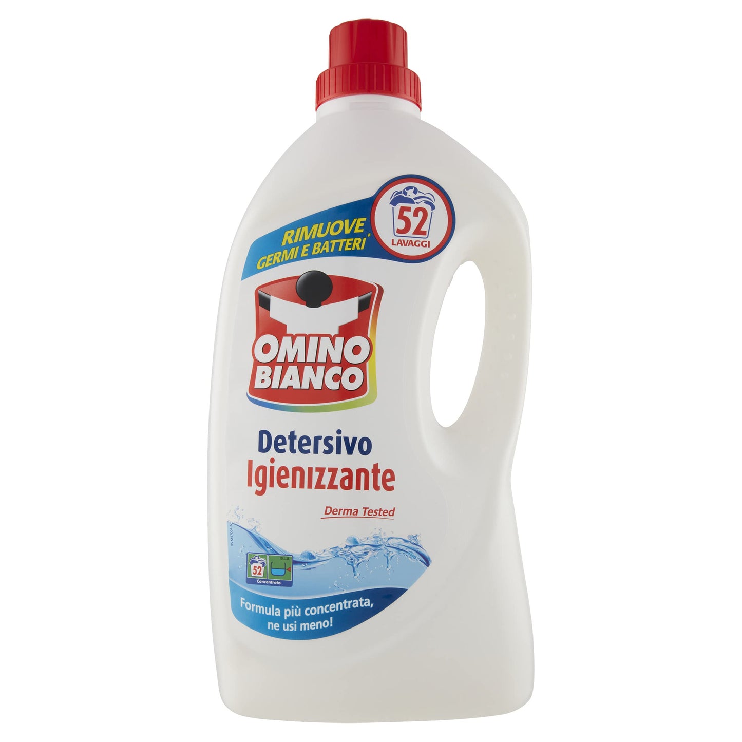 Omino Bianco - Detersivo Lavatrice Igienizzante Liquido, 312 Lavaggi, Igienizza i Capi e Rimuove Germi e Batteri, Formato Convenienza, 2600 ml x 6 Confezioni
