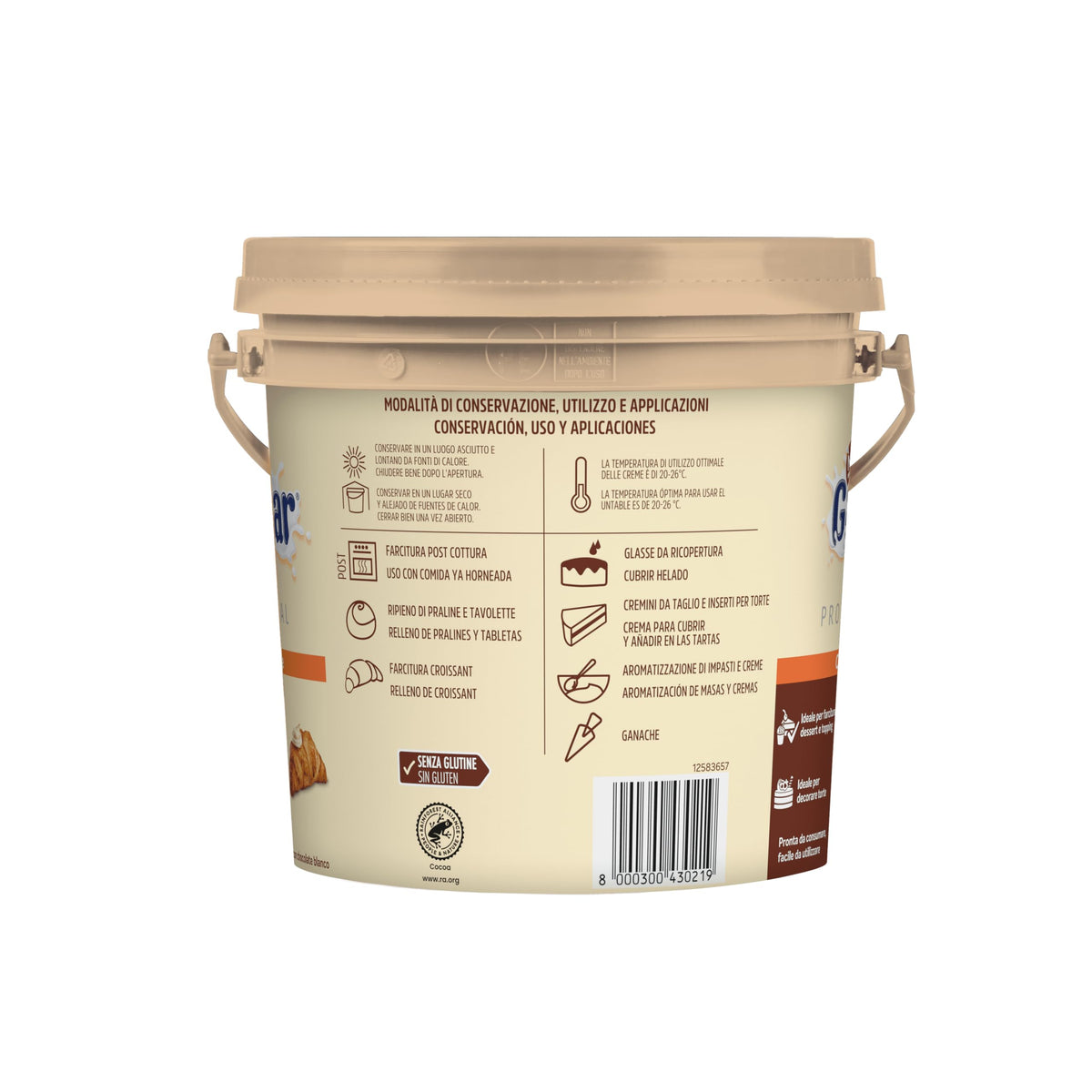 GALAK PROFESSIONALE Crema Spalmabile al Cioccolato Bianco, Secchiello 3kg