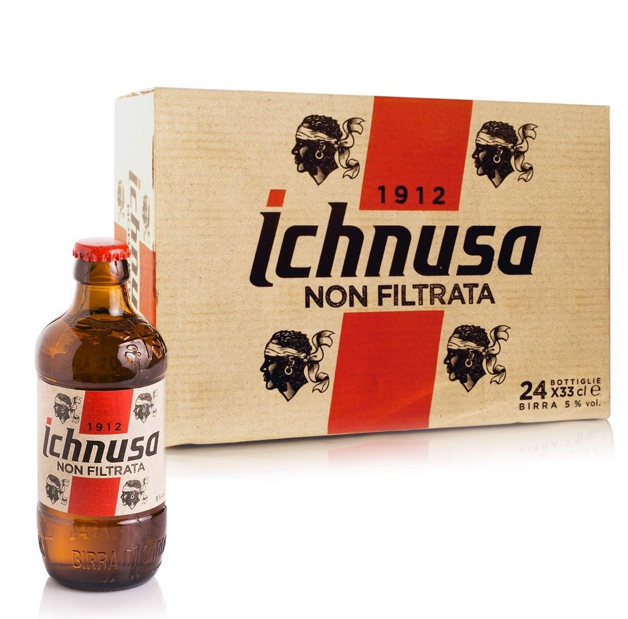 BIRRA ICHNUSA NON FILTRATA - Cartone da 33 CL (24 Bottiglie)