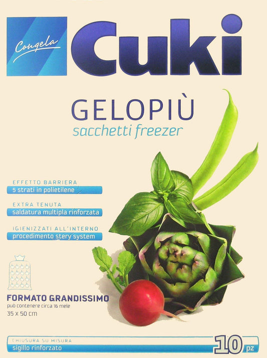 24 x CUKI Sacchetti Freezer Maxi 35 X 50 Cm. 10 Pezzi