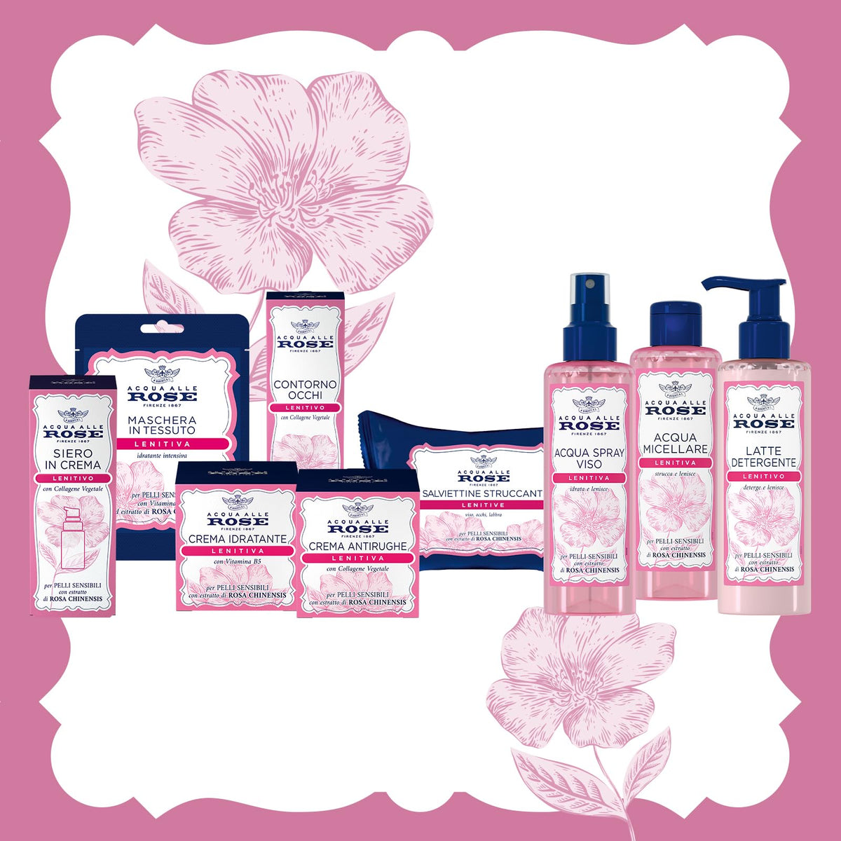 Acqua alle Rose Siero in Crema Lenitivo, Con Collagene Vegetale di Rosa Chinensis è ideale per idratare delicatamente le Pelli Sensibili. Aiuta a proteggere dallo stress ossidativo - 30 ml