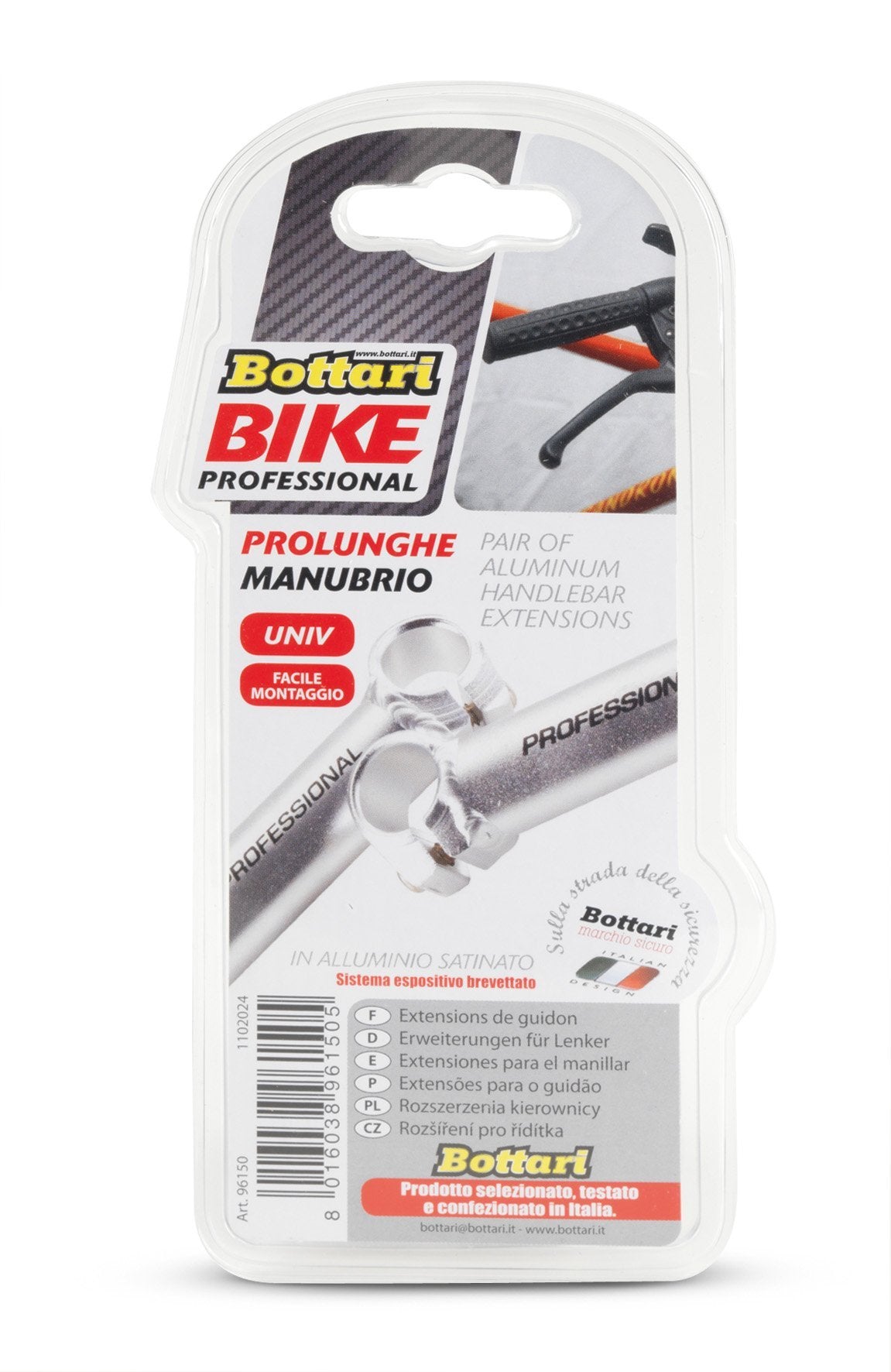 Bottari 96150, Set Appendici Manubrio per Biciclette Unisex Adulto, Argento