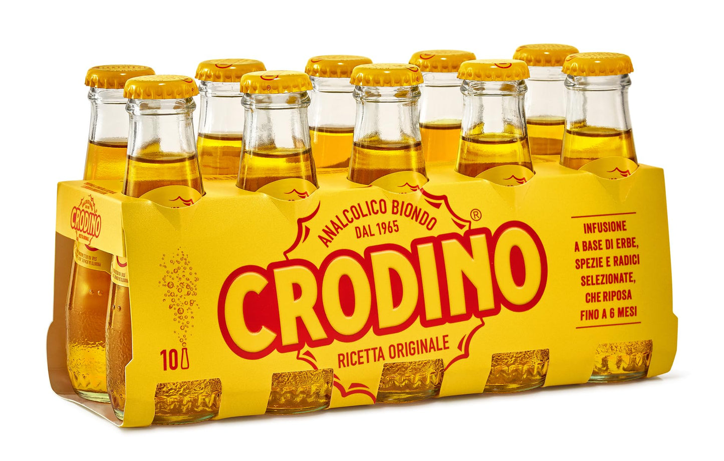 Crodino Biondo - Aperitivo Analcolico Pronto da Bere, 10 Bottigliette da 10 cl