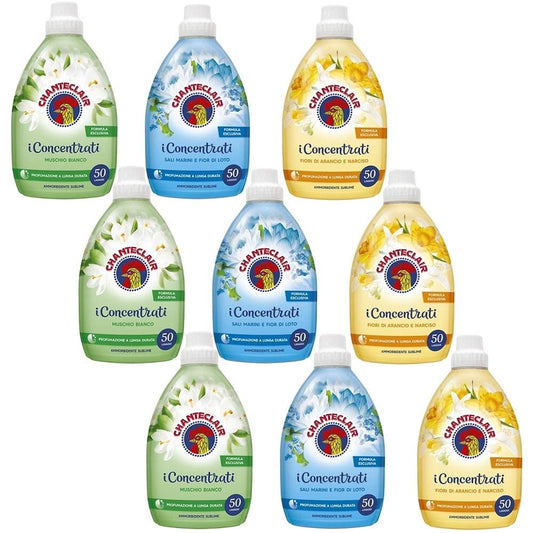 Confezione di prova CHANTECLAIR Ammorbidente i Concentrati ammorbidente (9 x 1000 ml), profumo di lunga durata, 50 lavaggi