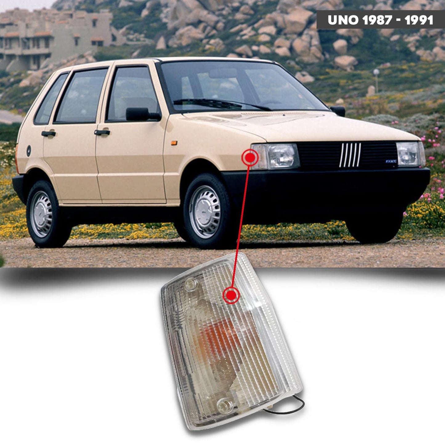 CG94 - Fanale Anteriore Compatibile per Auto F. UNO Destro Bianco