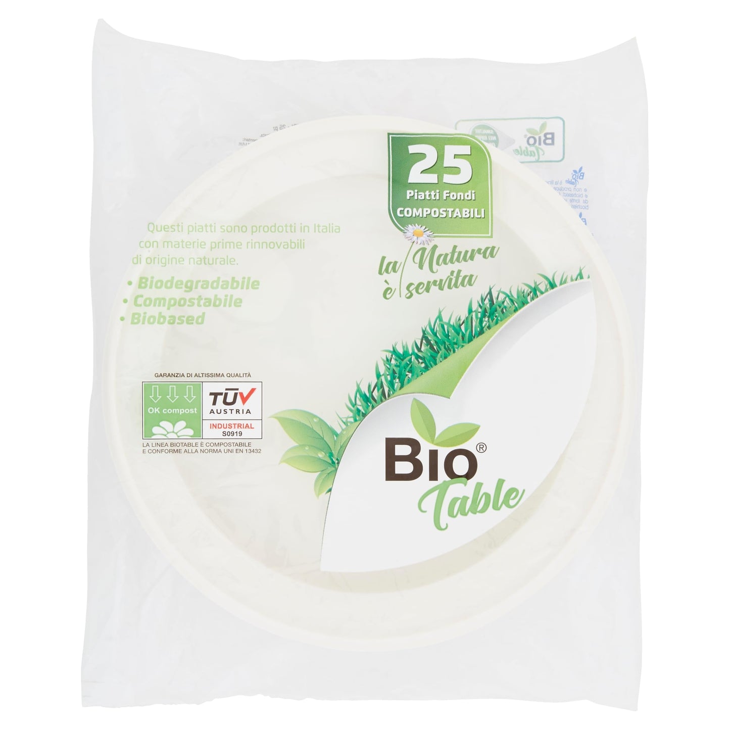 Bio Table Bio Table Piatto Fondo D/23 Bioplastica 2, 25pz