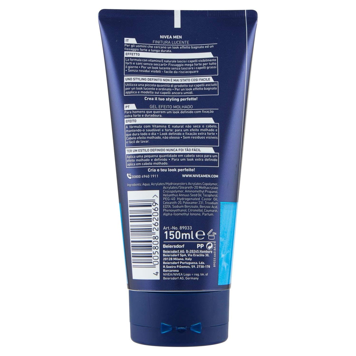 NIVEA MEN Styling Aqua Gel Capelli Effetto ultra bagnato con fissaggio mega forte, Wet Look, 150ml