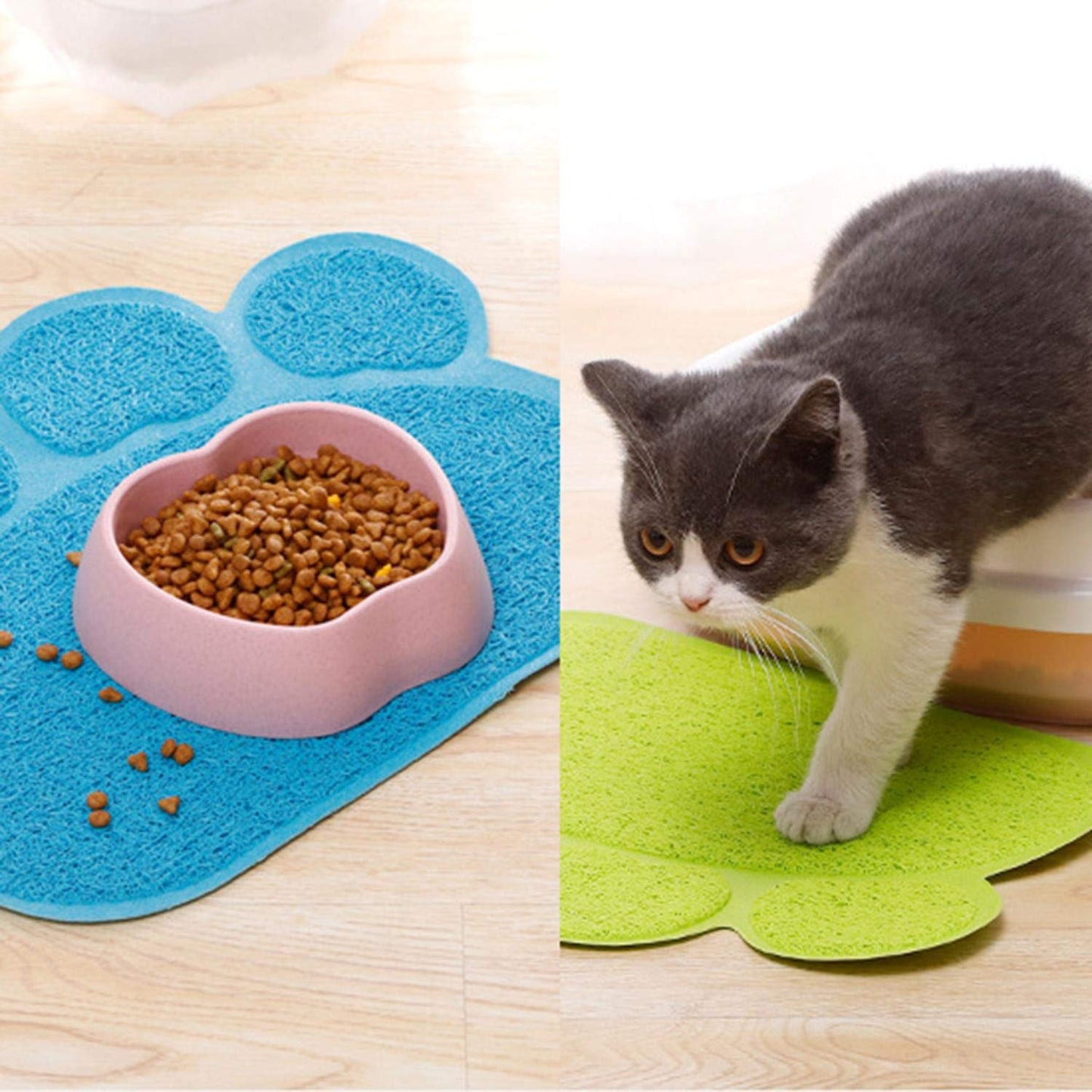 Nobleza Tappetino per animali domestici, tappetino per lettiera per cani, gatti, cibo e acqua, tovaglietta singola, a forma di zampa, 40 x 30 cm, set da 6