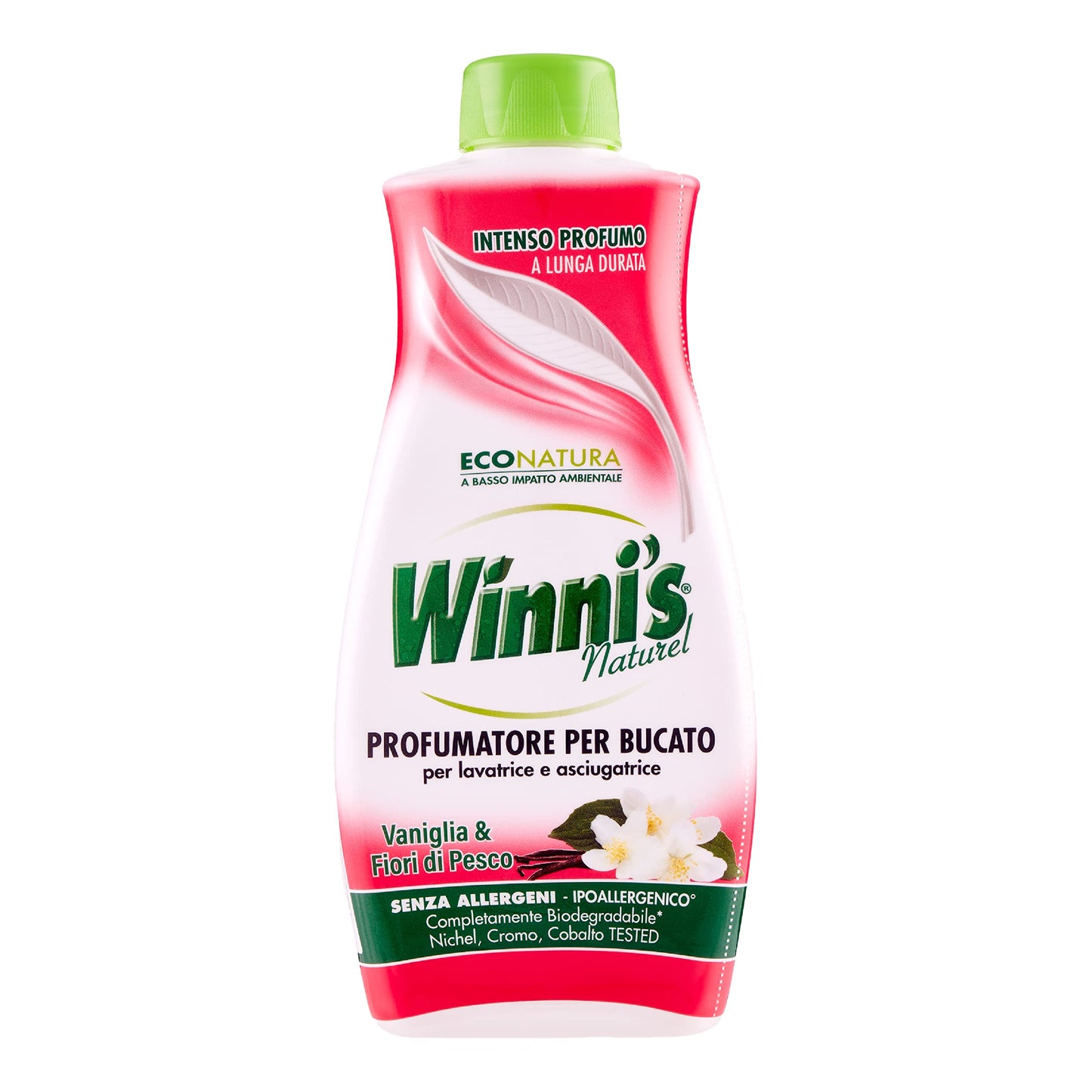 Winni's - Profumatore Bucato Ipoallergenico per Lavatrice e Asciugatrice, Fragranza alla Vaniglia e Fiori di Pesco, con Materie Prime di Origine Vegetale e Bio, 250 ml x 12 Confezioni