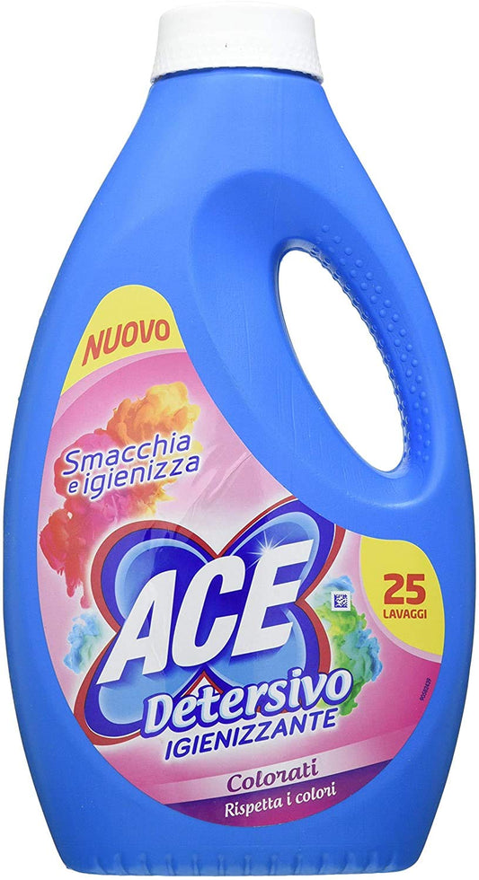 4 FLACONI ACE DETERSIVO Liquido IGIENIZZANTE PER COLORATI DA 25 LAVAGGI 1375 ML