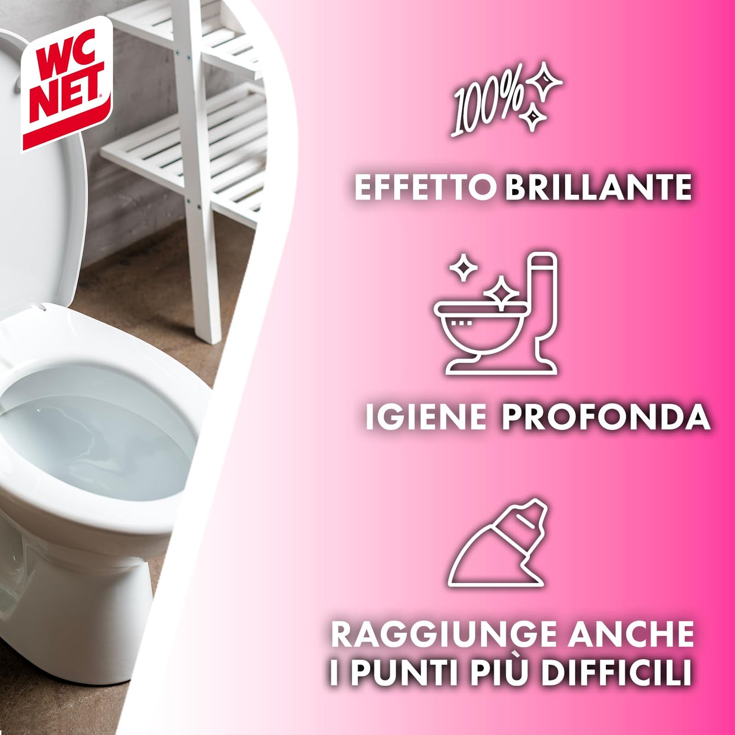 Wc Net Candeggina Gel Profumata, Detergente per Sanitari e Superfici, Azione Sbiancante e Igienizzante, Fragranza Flower Fresh, 700 ml x 12 Confezioni