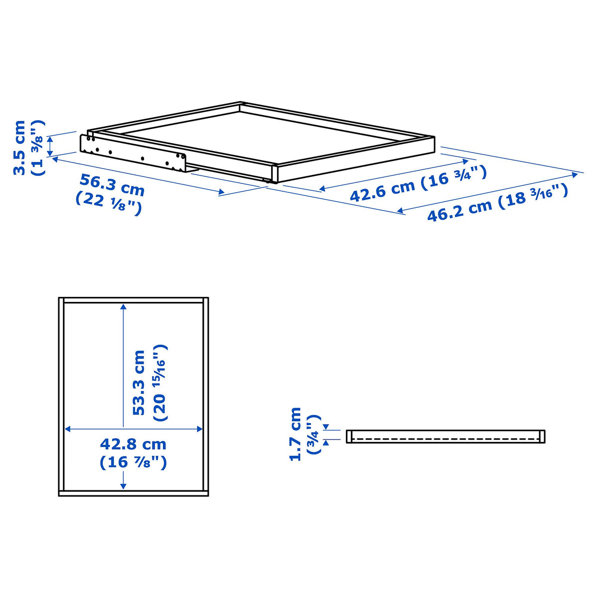 IKEA Cassetto KOMPLEMENT con frontale incorniciato, 50x58 cm, grigio scuro