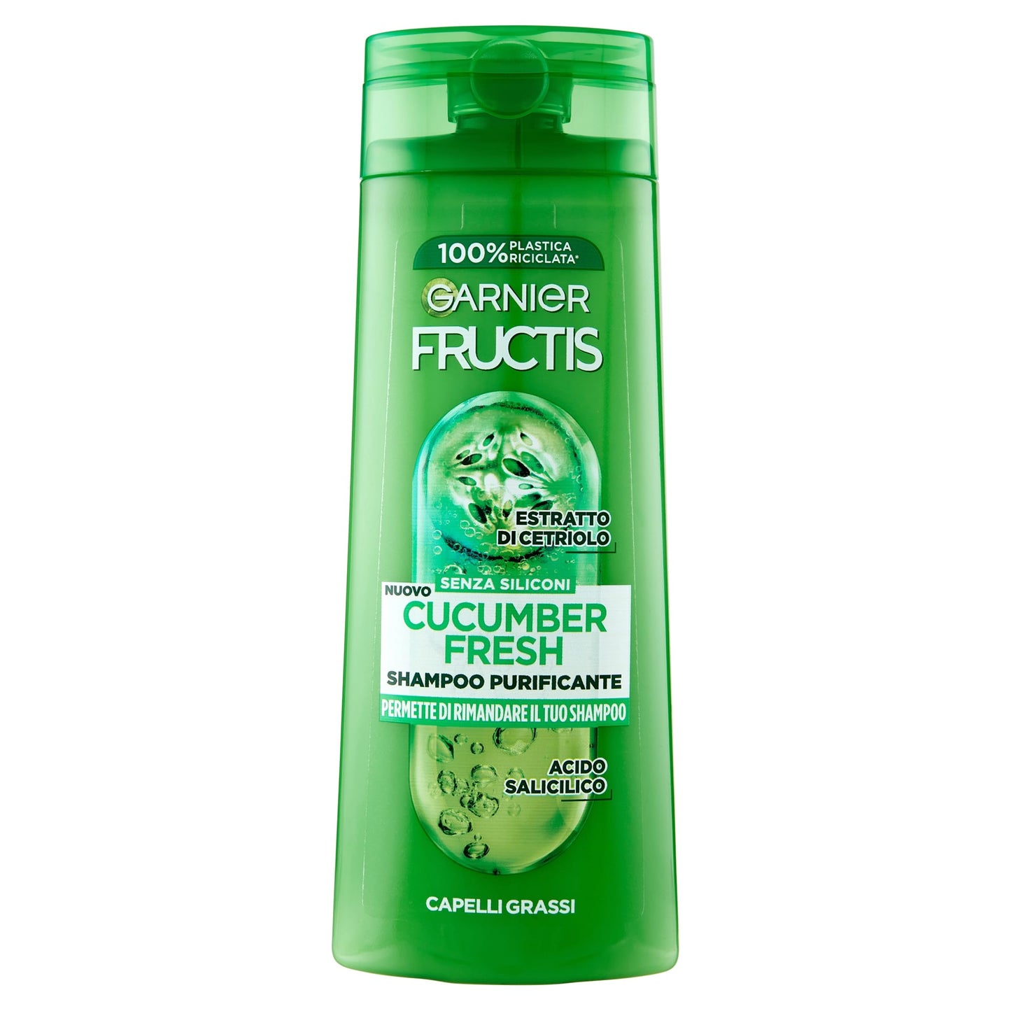 Garnier Fructis Shampoo Purificante, Per Capelli Grassi, Con Acido Salicilico ed Estratto di Cetriolo, Cucumber Fresh, 250 ml