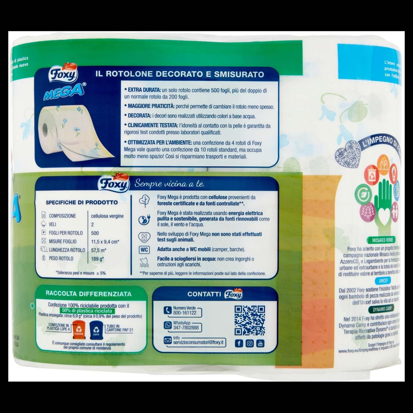 Foxy Carta Igienica Mega Decorata, Confezione da 4