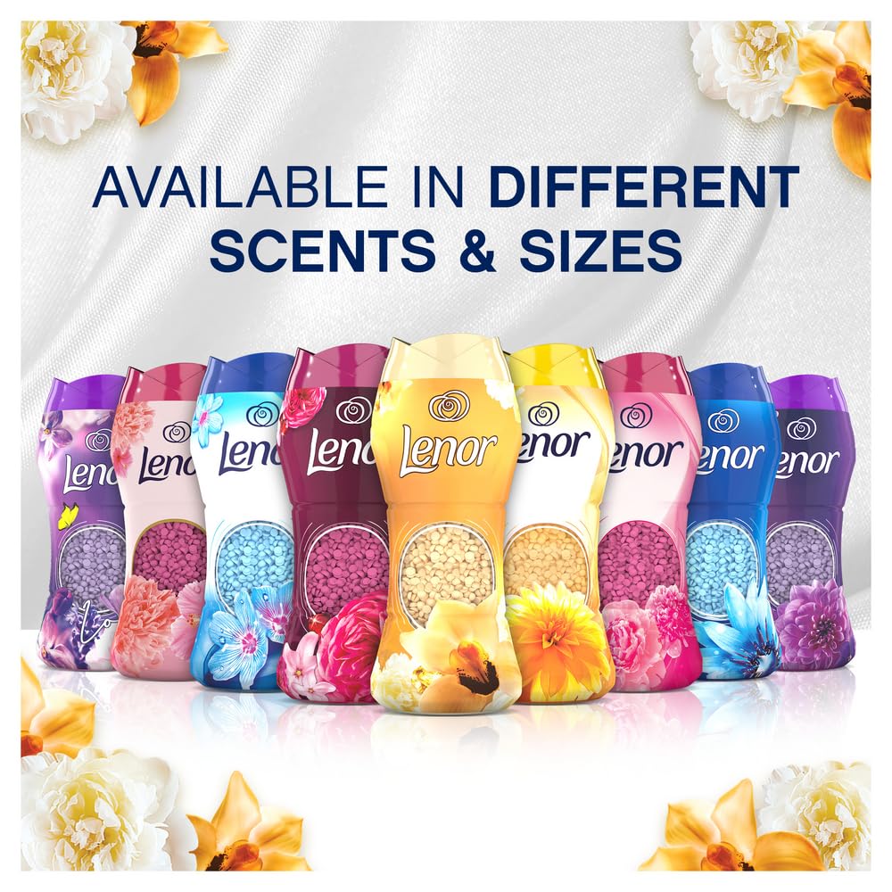 Lenor Perline profumate per bucato in lavaggio, 570 g, orchidea dorata, una spinta di freschezza fino a 12 settimane