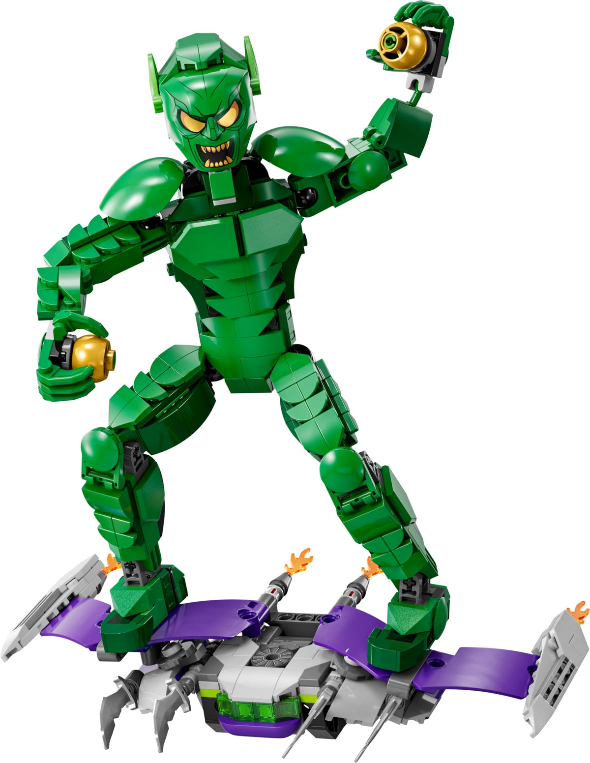 LEGO | Marvel Personaggio Costruibile di Goblin, Gioco d'Azione per Bambini e Bambine da 8 Anni, Action Figure del Nemico di Sider-Man con Arti Snodabili, Aliante e Bombe-Zucca, Idea Regalo 76284