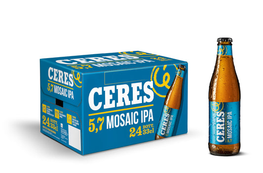 Ceres Mosaic Ipa - 24 Bottiglie da 33 cl, Birra Indian Pale Ale, Gradazione Alcolica 5,7°C, Gusto Intenso ed Armonioso, Piacevolmente Amara