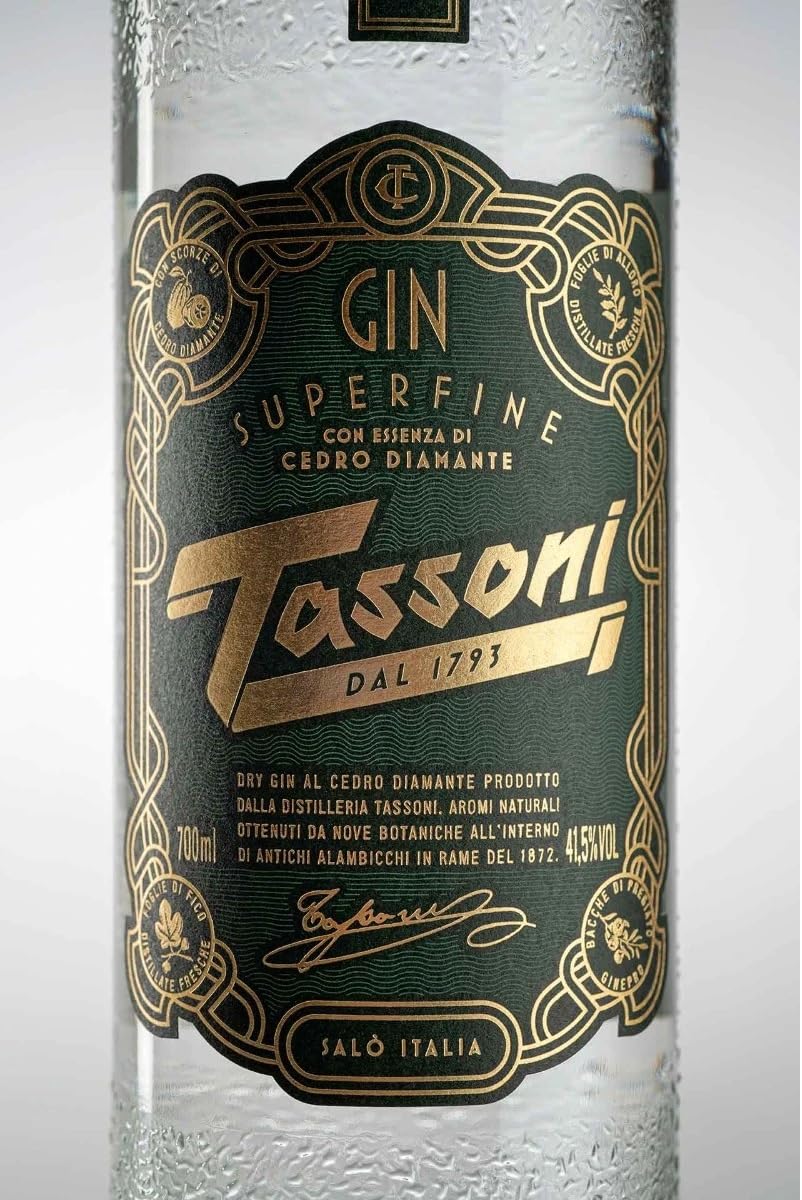 TASSONI | Distilled Dry Gin SUPERFINE | con CEDRO DIAMANTE | 41,5% vol - 700ml