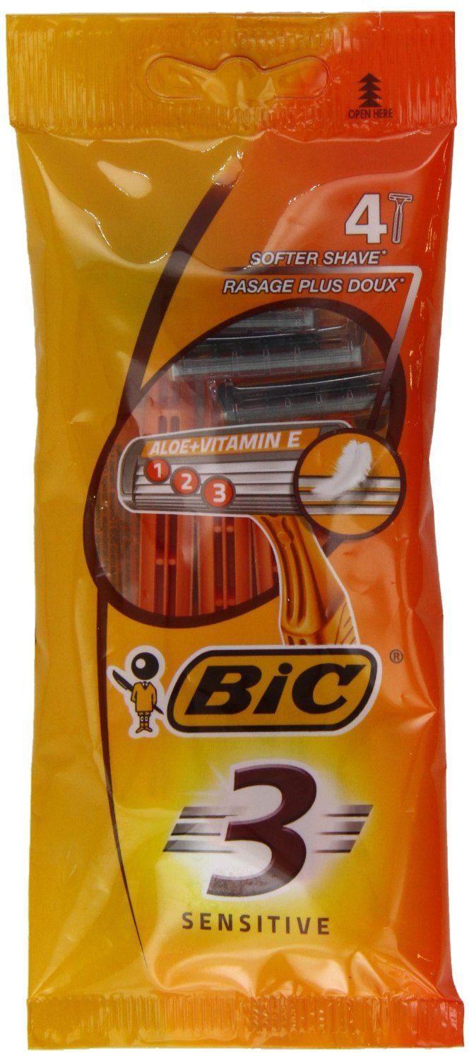 BIC – Set di 3 buste di 4 Rasoi N ° 3 sensitive (3 lame) + banda Lubrificante