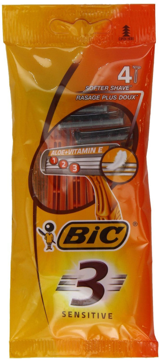 BIC – Set di 3 buste di 4 Rasoi N ° 3 sensitive (3 lame) + banda Lubrificante