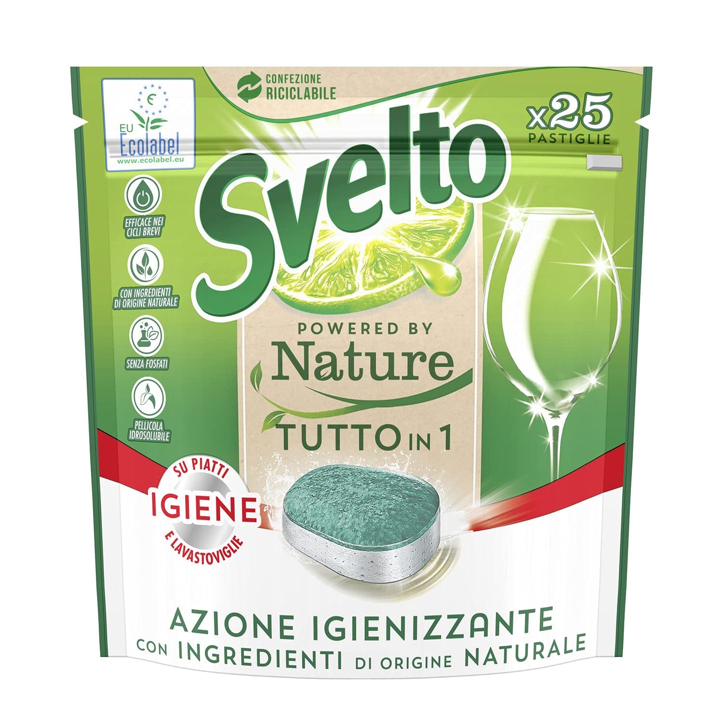 Svelto Pastiglie Per Lavastoviglie Powered By Nature Extra Igiene Megapack Da, Con Certificazione Ecolabel, 200 Unità