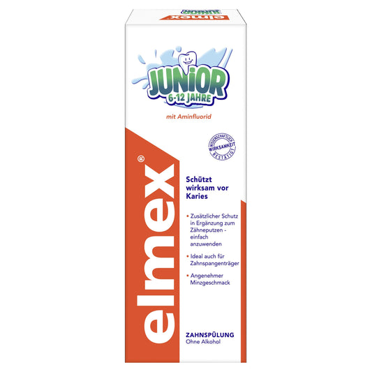 elmex JUNIOR - Lavaggio dentale, 6-12 anni, confezione da 3 (3 x 400 ml)