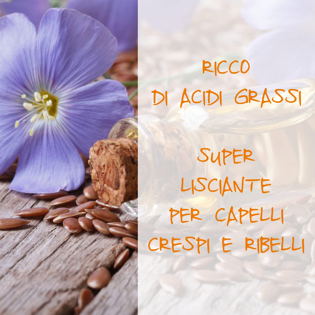 Omia, Balsamo Capelli Eco Bio con Olio di Semi di Lino, Per Capelli Crespi, Lisciante e Disciplinante, Adatto ad un Uso Frequente, Senza Siliconi, Dermatologicamente Testato - Flacone da 180 ml
