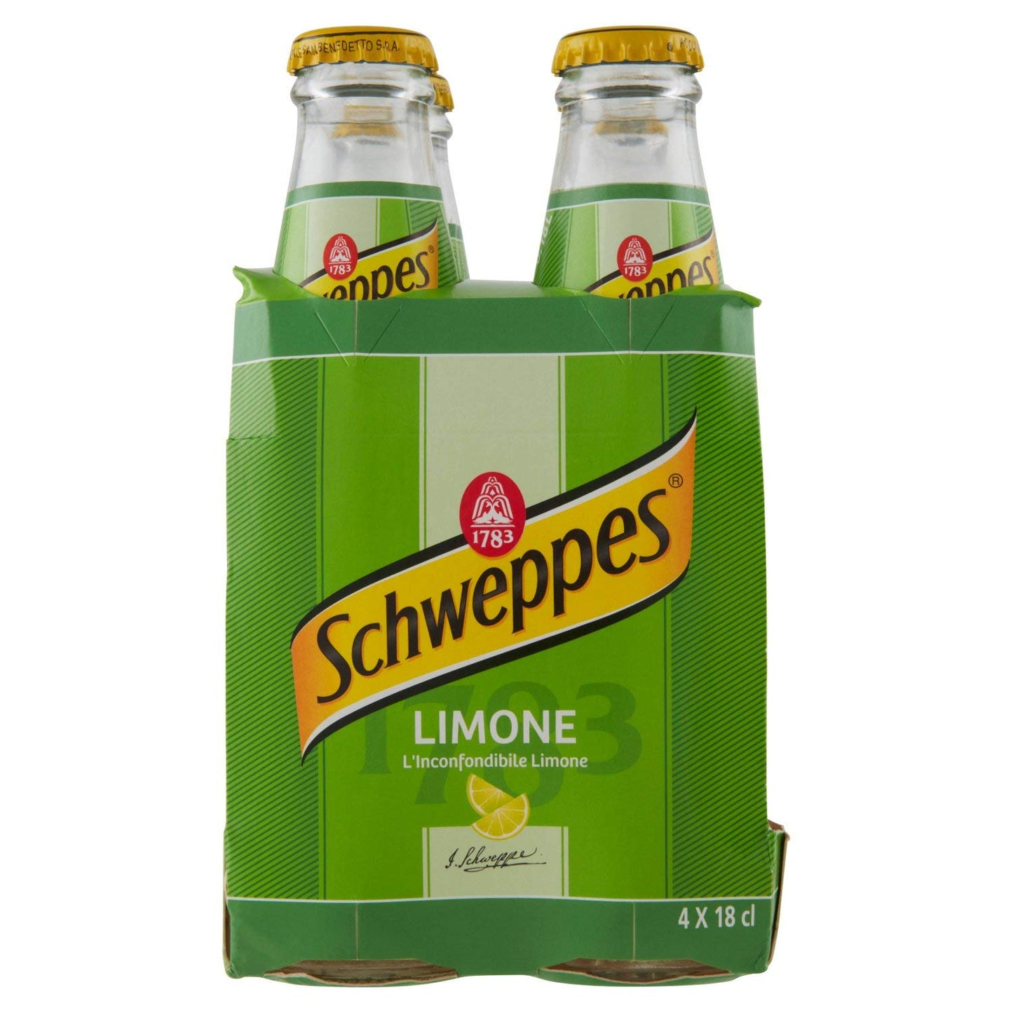 Schweppes - Limone, Bibita Analcolica Gassata Al Limone - 6 confezioni da 4 pezzi da 180 ml [24 pezzi, 4320 ml]