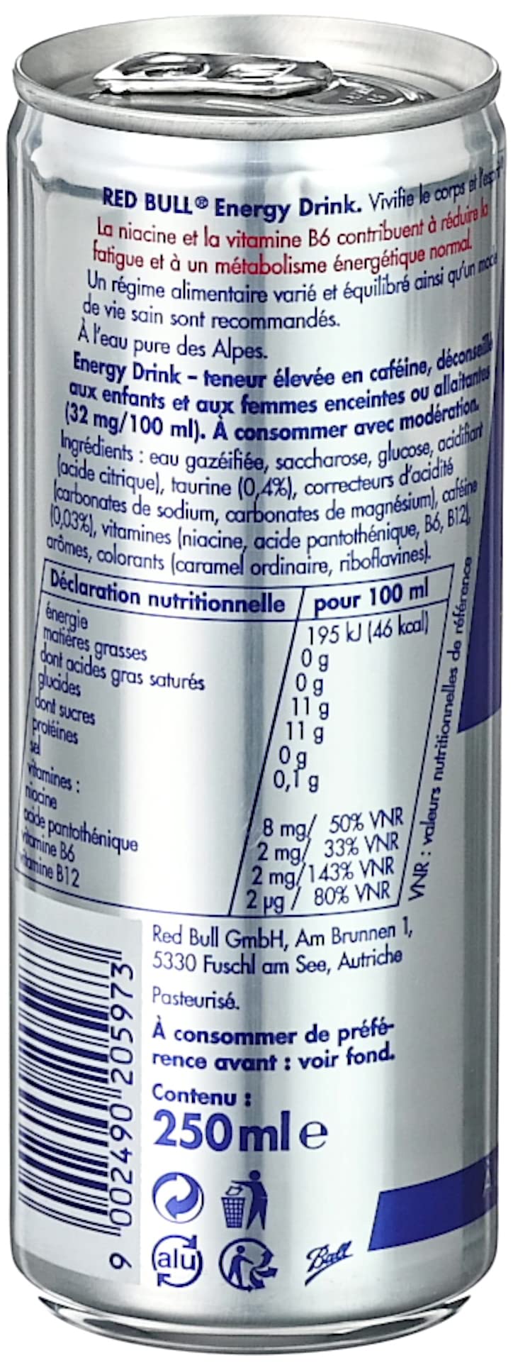 Canette Red Bull 25 cl Boisson énergisante -