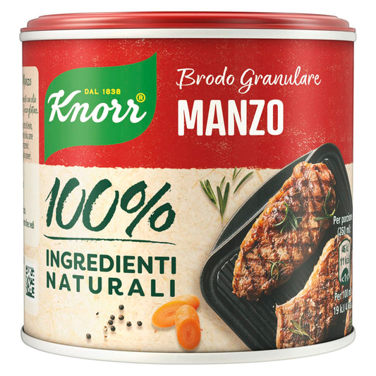 Knorr Brodo Granulare Manzo, Brodo Pronto 100% Ingredienti Naturali, Senza Glutine e Lattosio, con Verdure da Agricoltura Sostenibile, 6 Confezioni da 135g