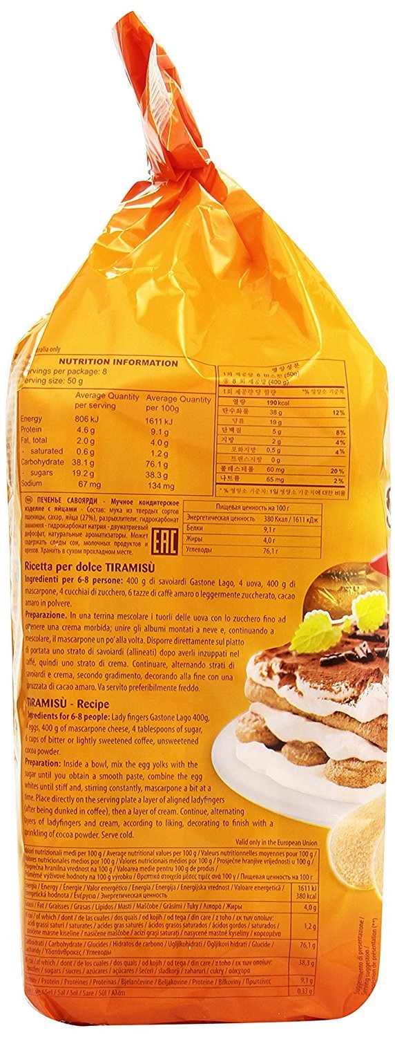 Gastone Lago: Savoiardi Ladyfingers (in inglese britannico spugna dita) 399,7 g (400 gr) Confezioni (confezione da 3)