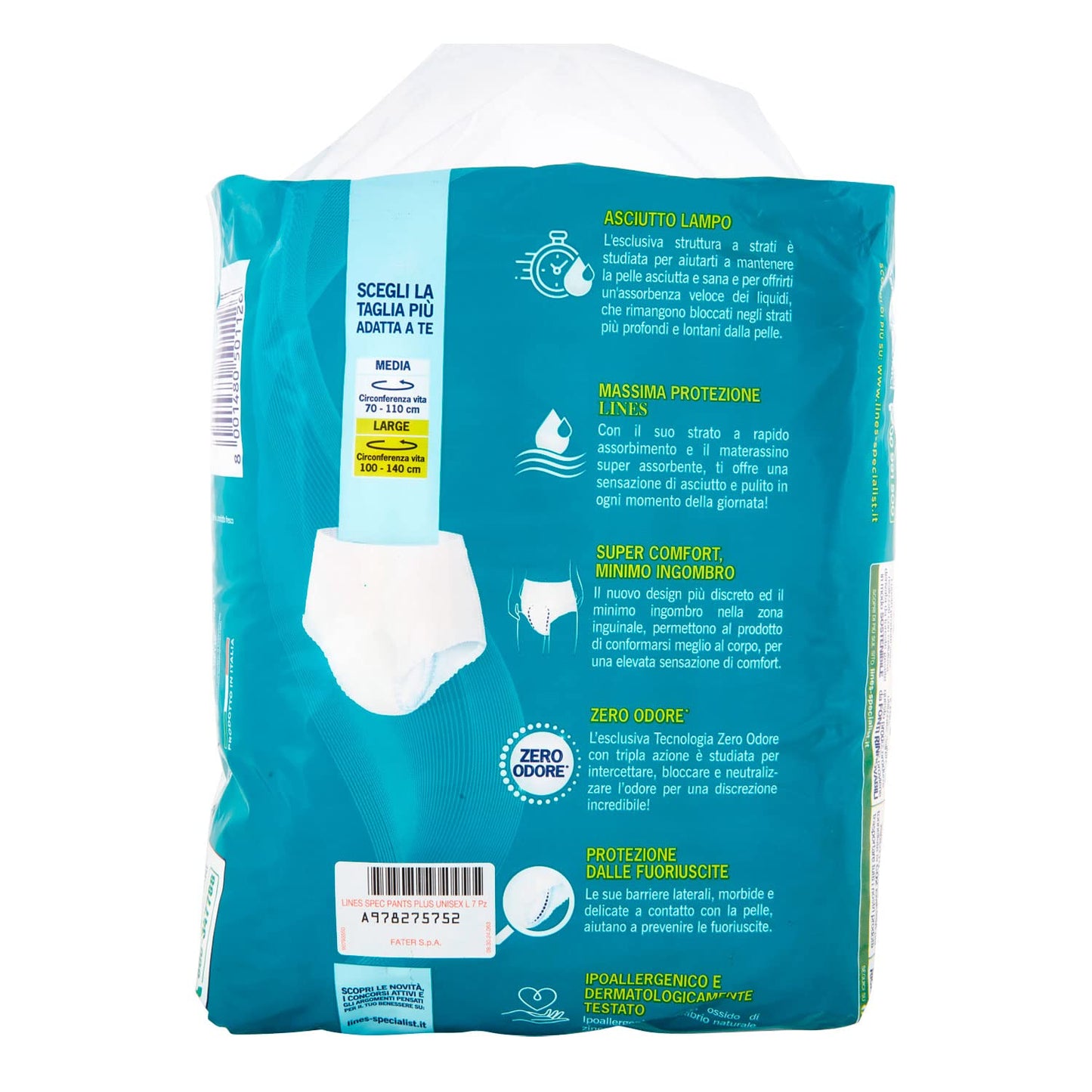 Lines Specialist Pannolone Ipoallergenico, Taglia L, 7 Pezzi