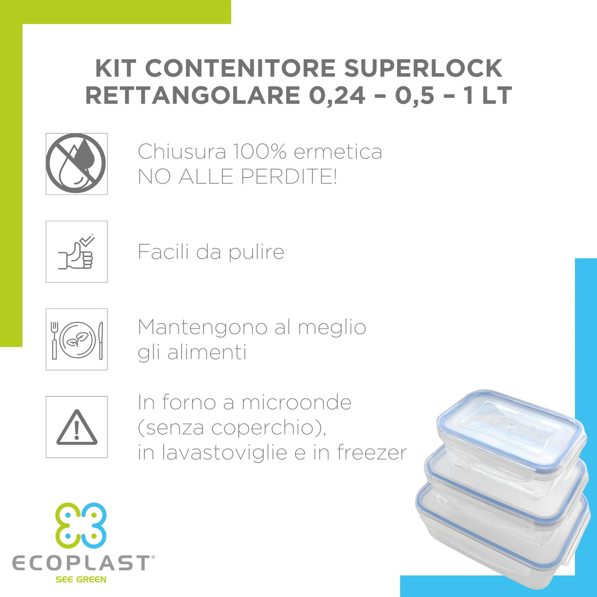 Ecoplast Contenitore SUPERLOCK RETT.240/500/1000
