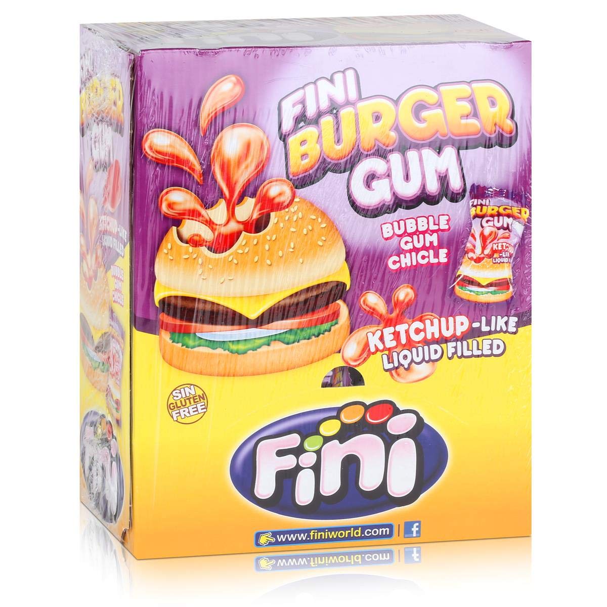 Verdes Fini Boom Burger Pz 200 Chewing Gum a Forma di Hamburgher con Ripieno Liquido - Incartati Singolarmente e senza Glutine - 30 g