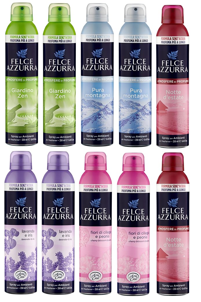 10 confezioni di test Felce Azzurra Deodorante Ambienti, deodorante spray per ambienti, 250 ml
