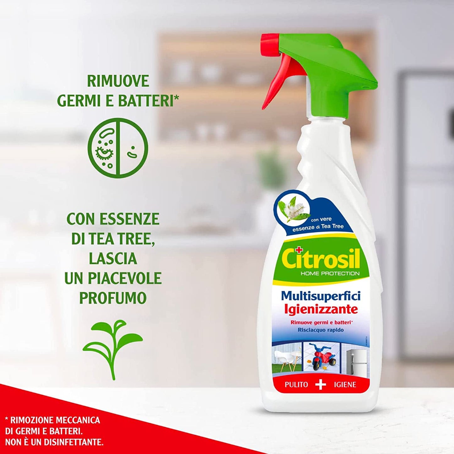 Citrosil Home Protection - Spray Igienizzante Superfici Multiuso con Vere Essenze di Tea Tree, Elimina Germi e Batteri, 650 ml x 3 Pezzi