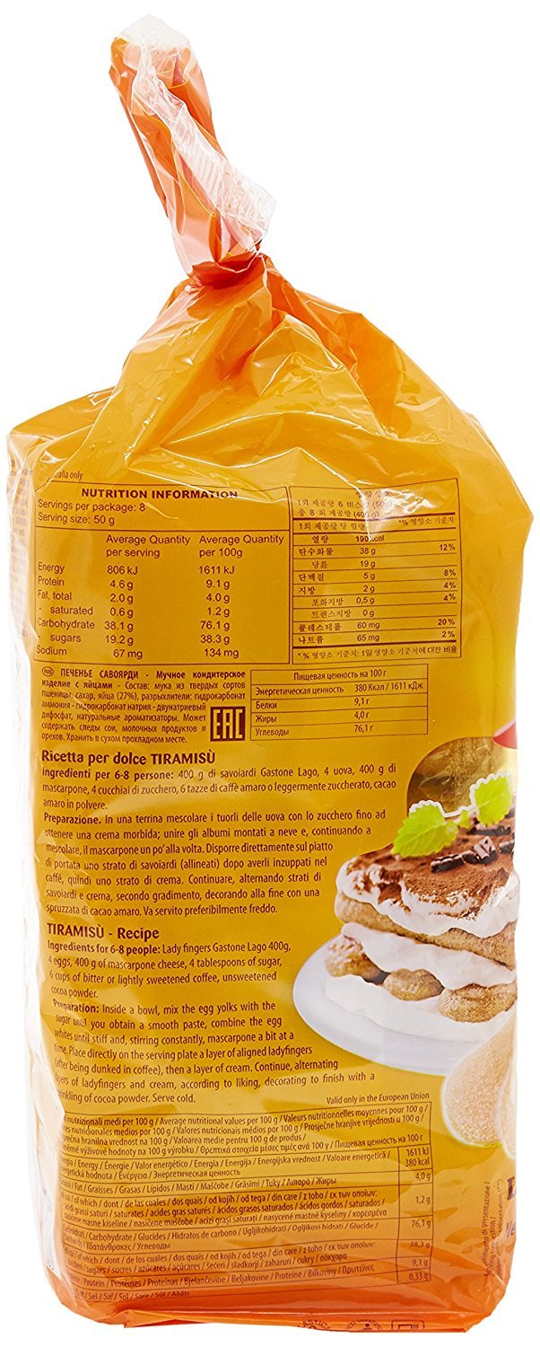 Gastone Lago: Savoiardi Ladyfingers (in inglese britannico spugna dita) 399,7 g (400 gr) Confezioni (confezione da 3)