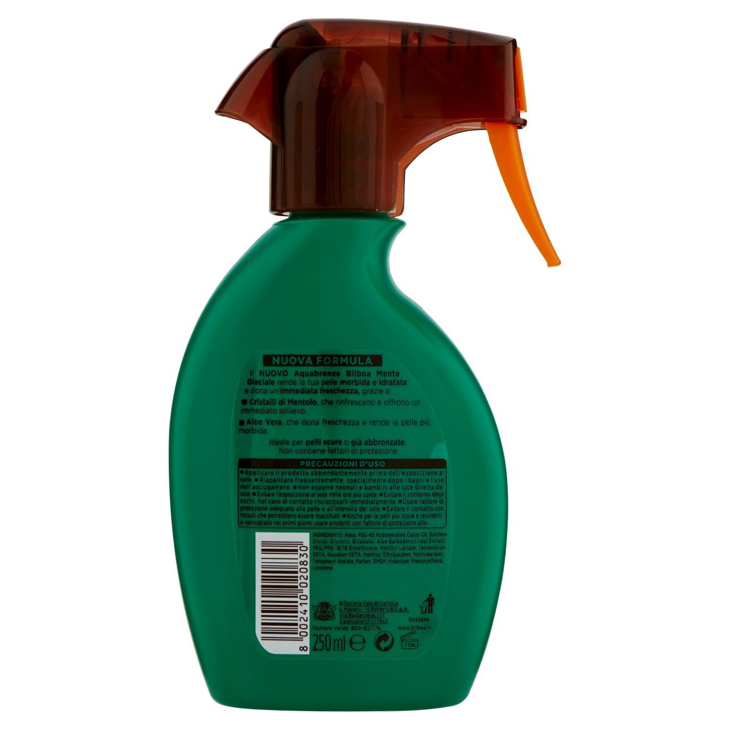 Bilboa - Aquabronze, Abbronzante, Menta Glaciale - 250 ml, confezione da 6