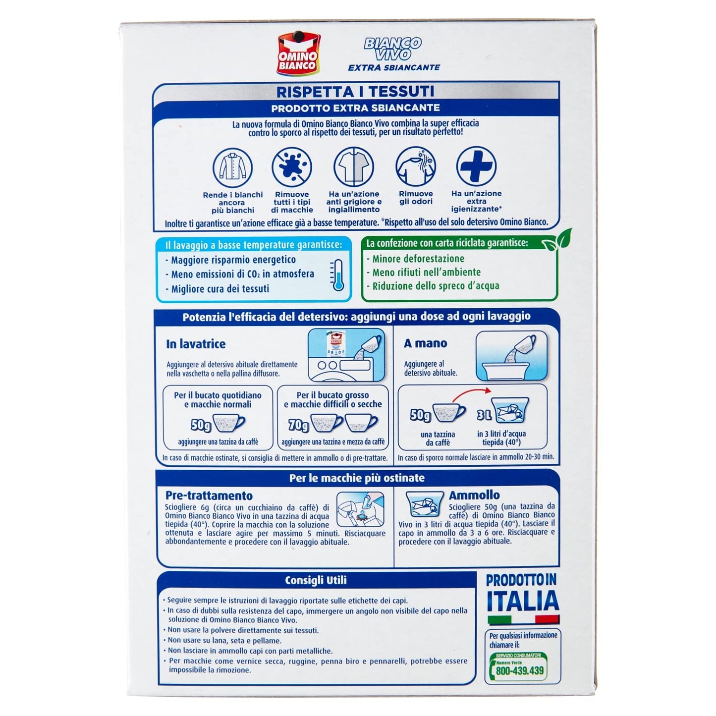 Omino Bianco Additivo In Polvere Biancovivo, 500g