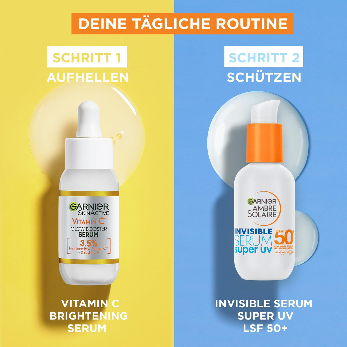 Garnier Siero Viso Protettivo Invisibile Super UV, Per Tutti i Tipi di Pelle, Protezione SPF 50+, Ad Assorbimento Rapido, Con Ceramide Protect, Ambre Solaire, 30 ml
