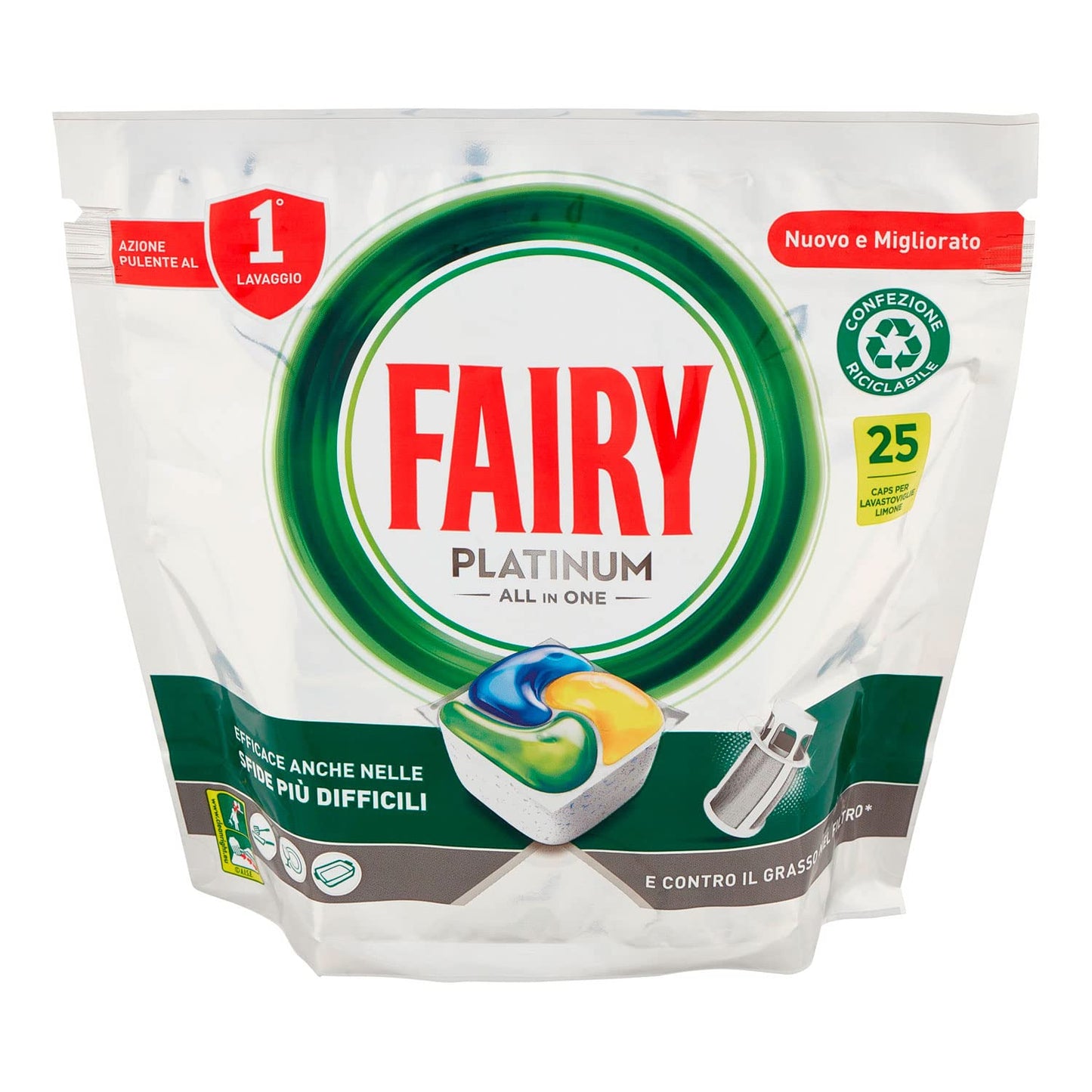 Fairy Tab Lavastoviglie Caps Platinum Plus 25 Pezi, 25pz