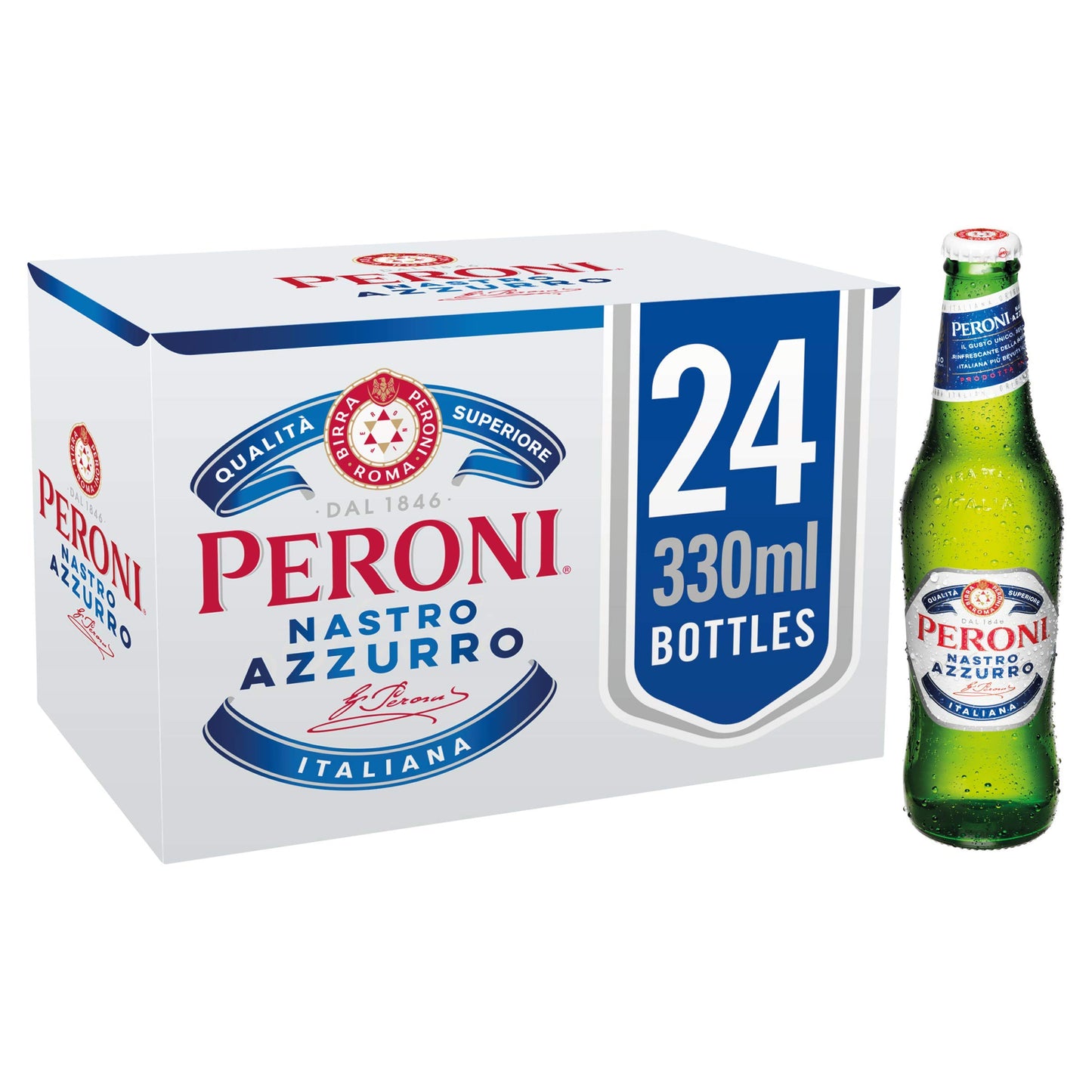 Peroni Bottiglie Lager di Nastro Azzurro, 24 x 330 ml