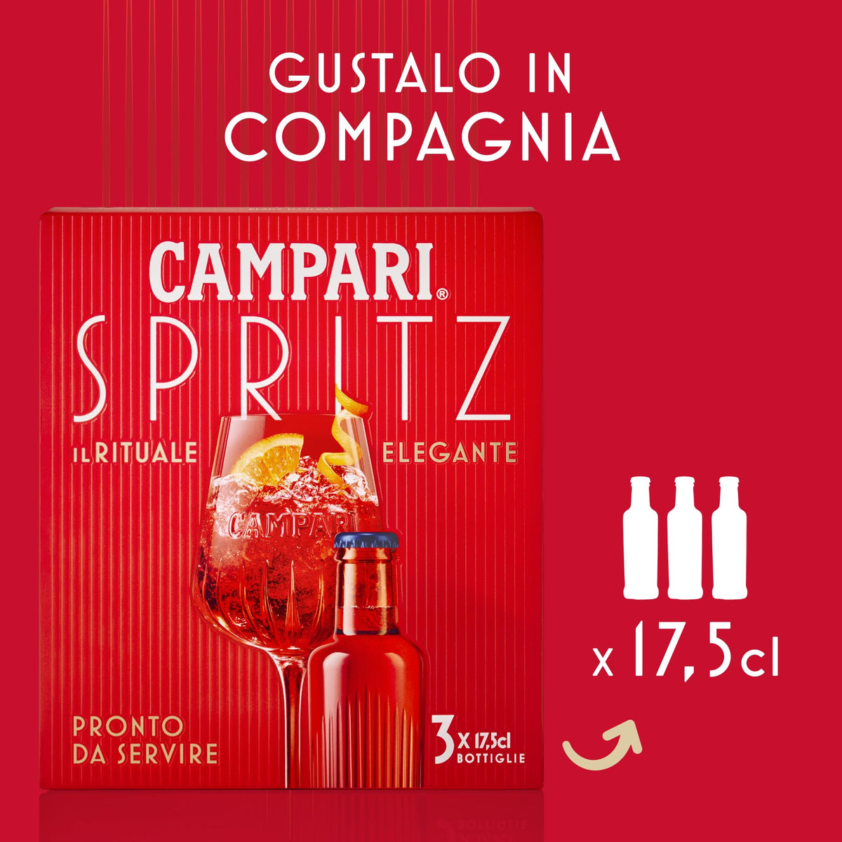 Campari Spritz - Aperitivo Alcolico Pronto da Servire, 3 Bottigliette x 17.5 cl, 10,5% Vol