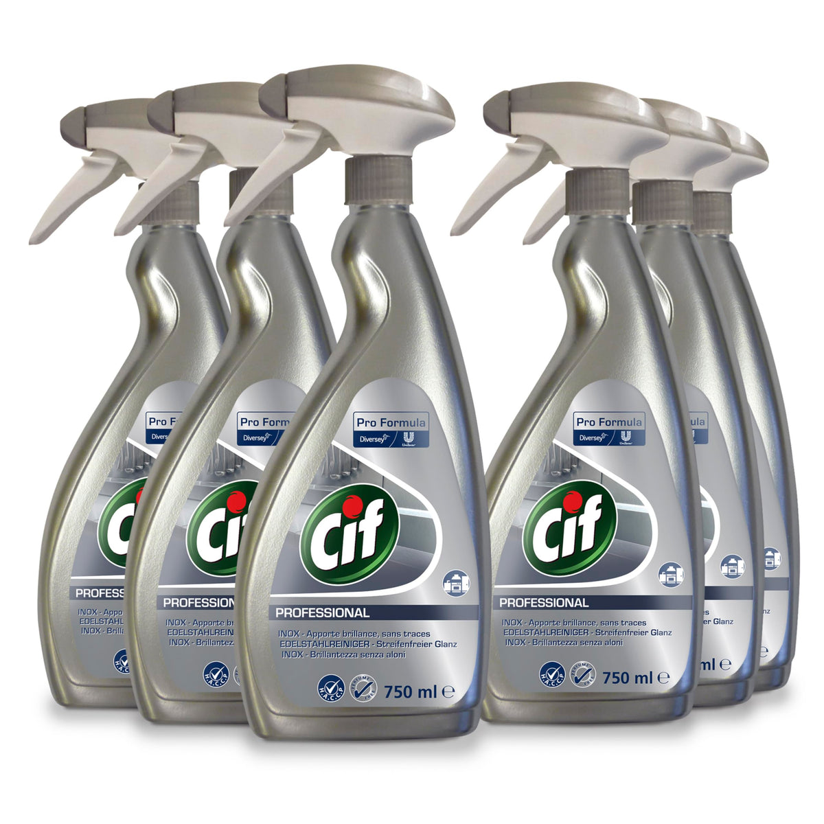 Cif acciaio inossidabile Professionale - Set 6 Pezzi 750Ml, 4500 millilitro, 6